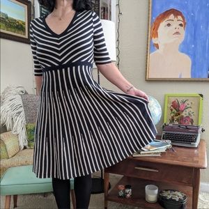 Boden Amaelie Striped Jersey Floaty Wool Cotton Dress, Size 12R
